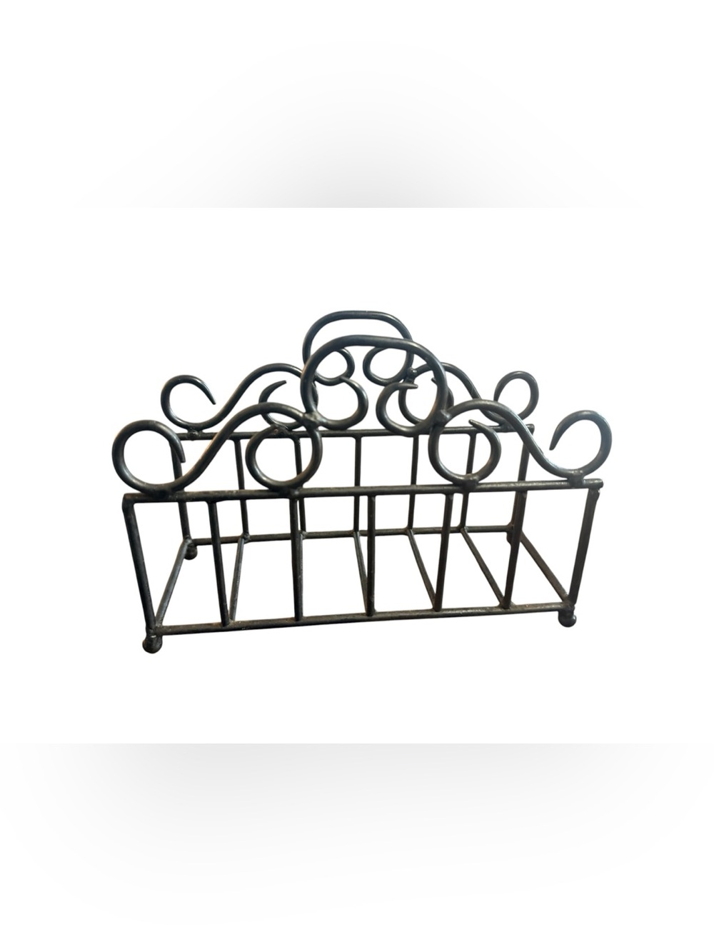 Black Metal Scroll Napkin Holder Farmhouse Kitchen Table Counter Decor